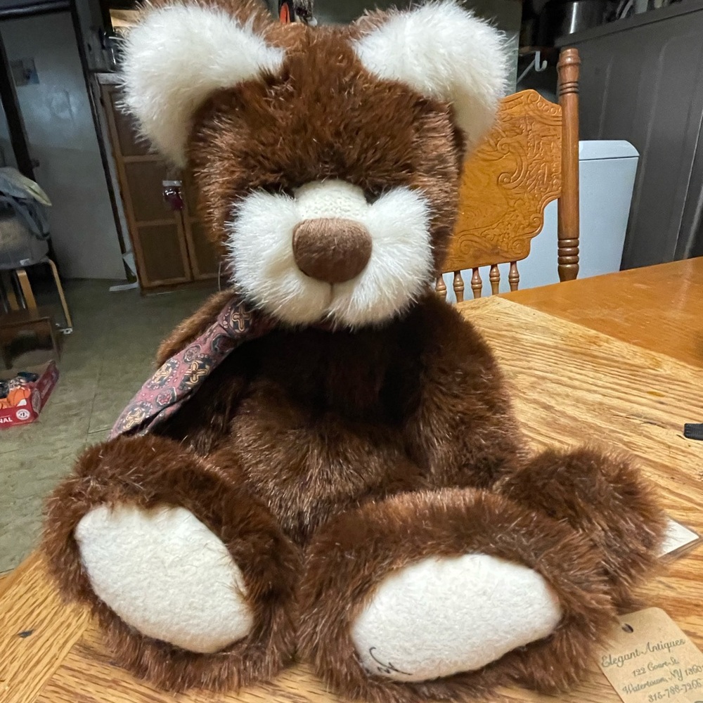 GANZ Vintage Brown and White Plush Bear Collectible